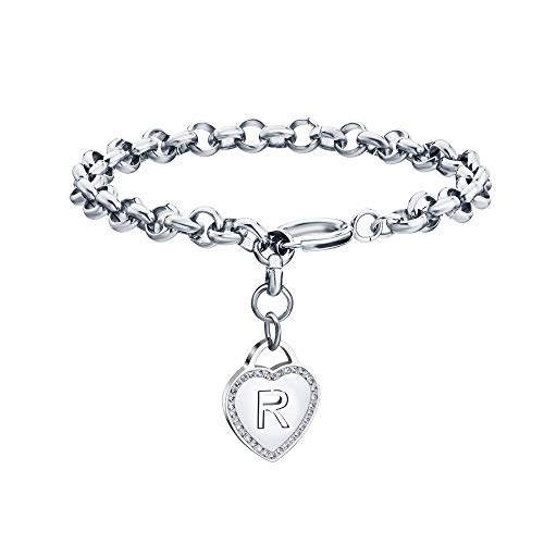 Image of CaleesLLC Letter A to Z Initial Charm Bracelet Adjustable Stainless Steel Anklet Personalized Wrist Link for Women