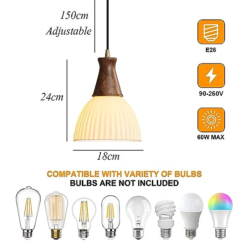 Lámpara colgante de cerámica minimalista para iluminar mesas de comedor 5