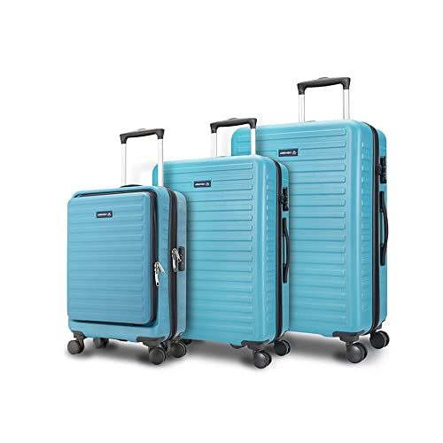 Image of Assembly Assembly Set of 3 Polycarbonate Luggage - 74 cm, 62 cm (Check in) & 54 cm (Cabin) Premium Hardsided Trolley Bags for Travel-Teal
