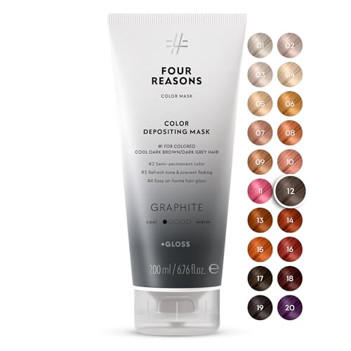 Image of FOUR REASONS Color Mask, Graphite (27 Colors) - Hair Gloss & Color Depositing Conditioner - Semi Permanent Hair Toner for Color-Treated Hair Color For Women - Vegan & Cruelty-Free - 6.76 fl oz