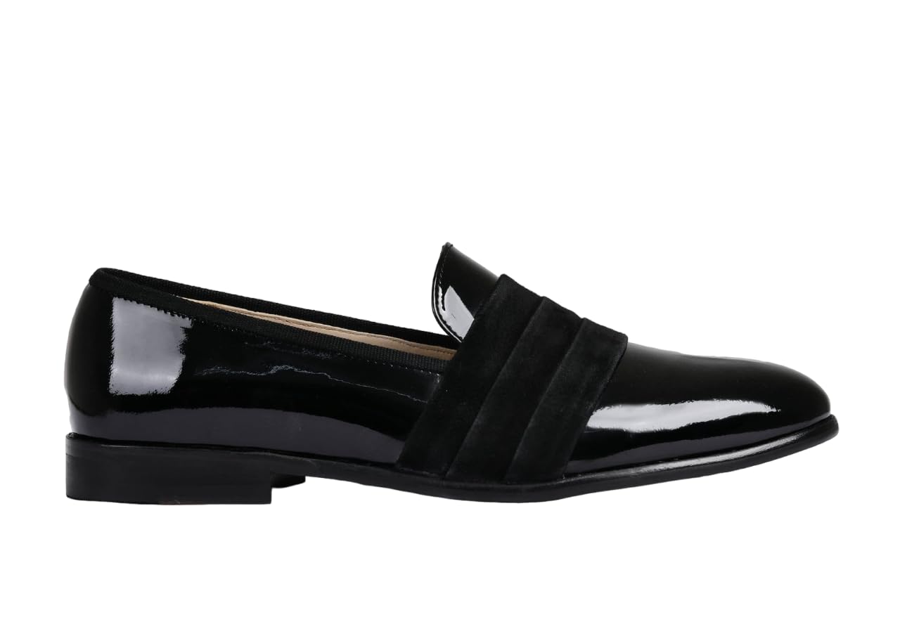 LUXORO FORMELLO Mens's Leather Delmar Black Patent Men Loafers