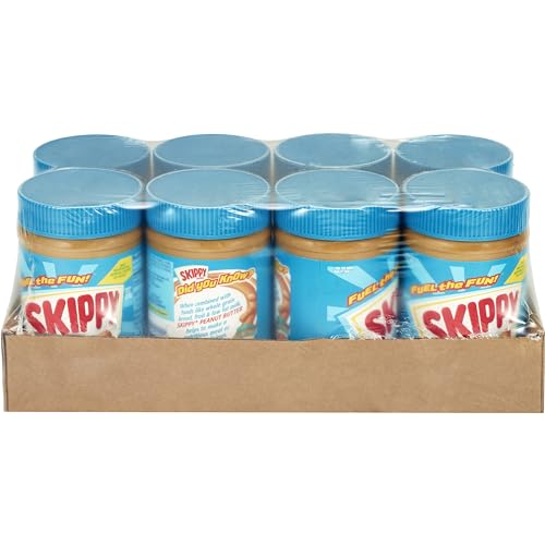 SKIPPY Creamy Peanut Butter, 8-Pack 16.3 oz Jars, Bulk Peanut Butter