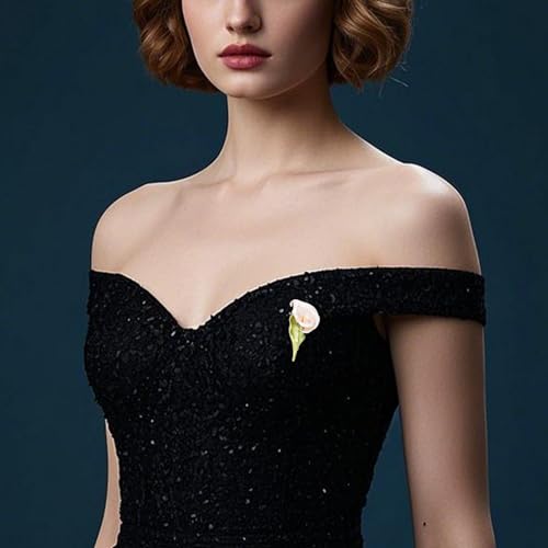Image of Calla Lily Brooch for Women Enamel Calla Lily Lapel Pins Jewelry Gifts for Mom Wife Elegant Dress Accessories