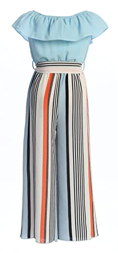 Image of iGirlDress Girls Wide Leg Off Shoulder Elegant High Waist Rompers Palazzo Pants Trousers Jumpsuits USA 4-14