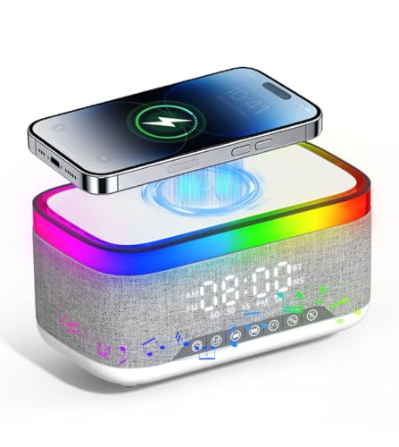 Niifawh Bluetooth Speaker with Wireless Charging, Alarm...