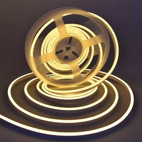 SUYOOULIN LED Strip Lights, LED Neon Light Rope, 13000LM Outdoor Flexible String Light, DC 12V 16.4Ft 2835 600 LEDs Silicone Tape Bar Light for Home, Indoors Decor DIY, Sign Letter (Warm White 3500K)