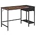 HOMCOM biurko z półką biurko komputerowe regulacja wysokości stół biurowy płyta wiórowa metal rustykalny brązowy + czarny 120 x 60 x 75 cm