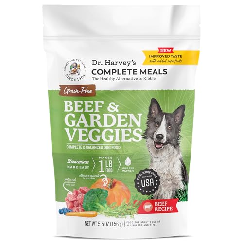 Dr. Harvey's Beef & Garden Veggies Dog Food, Human Grade Grain-Free Dehydrated Food for Dogs with Freeze-Dried Beef, Trial Size (5.5 Oz)