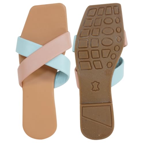 Image of TIGER COLLECTIONS Women's Flat Cross Strap Slippers | Comfortable Open Toe Casual Slip-On Sandals | Lightweight Anti-Skid Daily Wear Fashion Flats for Women & Girls