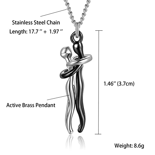 Collier couple personnalité câlin affectueux, pendentif réglable mode - 6