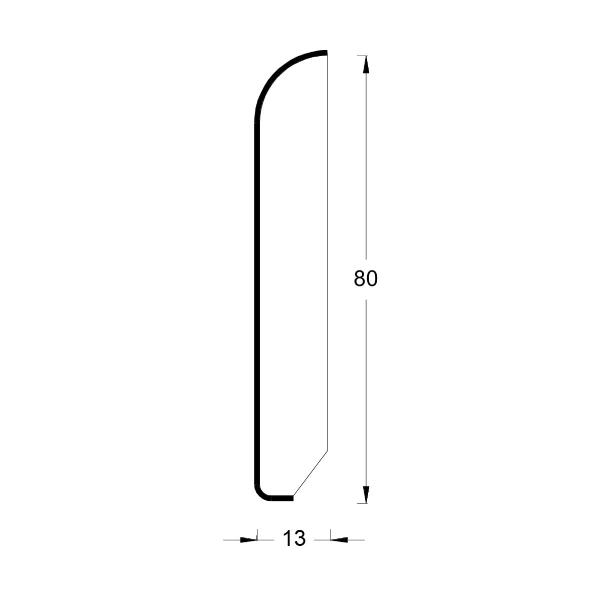 Battiscopa in legno, tanganika laccato bianco, mm 80 x 13 x 2400, prodotto in Italia, certificato PEFC, prezzo per confezione da 10 pz x 2,4 m
