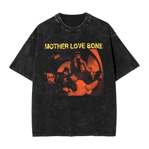 Mother Music Love and Bone Men's T-Shirt Short Sleeve Vintage Round Neck Cotton Classic Casual T-Shirt Black Large