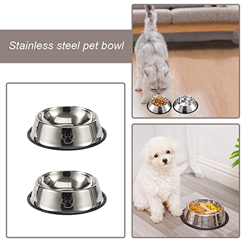 2 Pieces Cat Bowls Stainless Steel Cat Feeding Bowls Non-slip Cat Food Bowls for Small Pet Cats and Dogs - Image 6