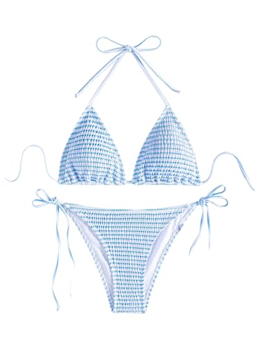 Maillot de Bain Triangle Ajustable avec String à Cravate Latérale XS