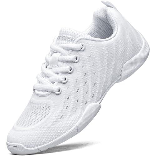 Girls White Cheerleading Shoes Breathable Kids Cheer Competition Sneakers Athletic Training Tennis Shoes