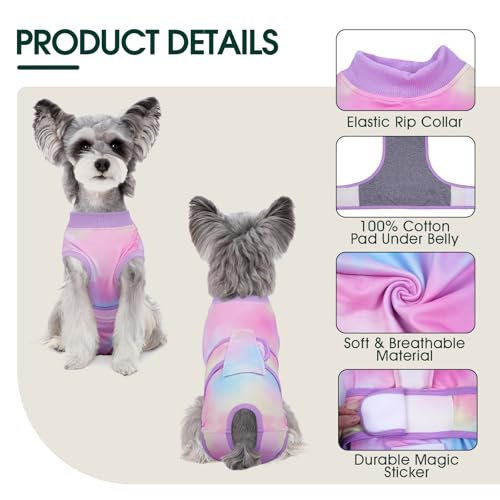 Kuoser Recovery Suit for Dogs, Adjustable Female Spay Dog Surgery Suit, Pet Surgical Shirt Male Neuter Anti Licking Abdominal Wounds Puppy Onesie Bodysuit, Alternative to Doggie Cone After Surgery
