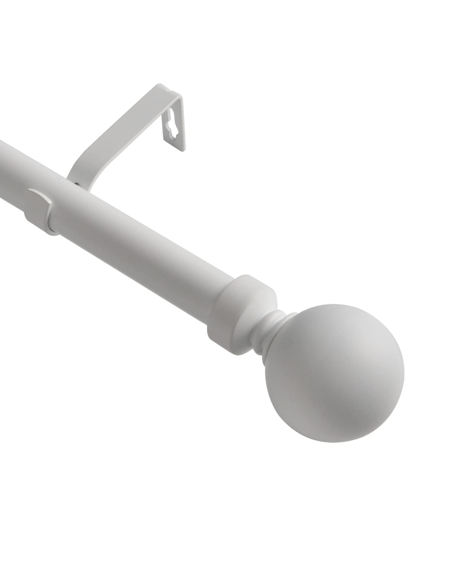 Photo 1 of Arnorx 1 Inch Adjustable Curtain Rod for Windows 28-48 Inches, Decorative Adjustable Curtain Rod with Round Finials & Brackets, Drapery Rod for Blackout Curtain and Room Divider, Matte White Matte White 28" - 48"