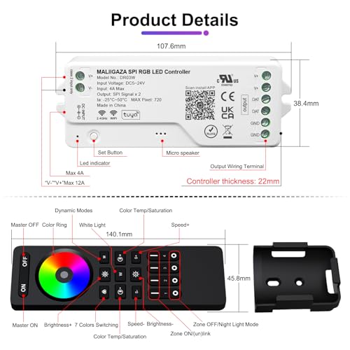 Tira de LED RGB COB 25M con Control WiFi Tuya miniatura 7