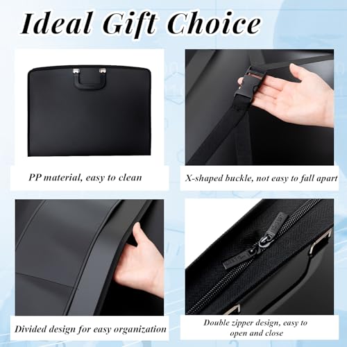 Image of Dunzoom 2 Pack 11x17 Portfolio Folder for Artwork Storage, Art Portfolio Case, Painting Document Organizer, with Handle and Zipper Closure, Oxford Cloth Edge Frosted, Black