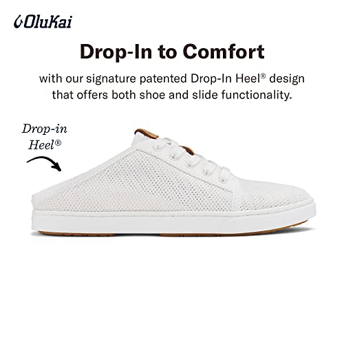 Olukai Pehuea Li Women's Slip On Sneakers, Casual Everyday Shoes With Drop-In Heel & Breathable Mesh Design, Lightweight & All-Day Comfort, White/White, 7.5 #TOP3
