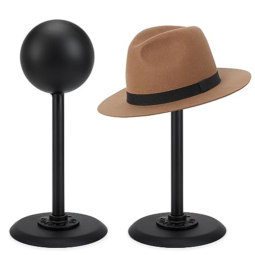XIAO PEI Hat Holders Vintage Dome Shape Design Removable Metal Hat Rack/Helmet /Cap/Wig Storage Holder Display Stand. (2 Black)