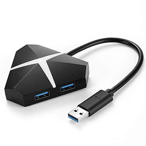 Image of XIKKART 4 Port USB 3.0 Hub Adapter with Breathing Lights, Breathing Lights 5GBPS USB 3.0 4 Port USB HUB HIGH Speed Portable 3.0 USB HUB