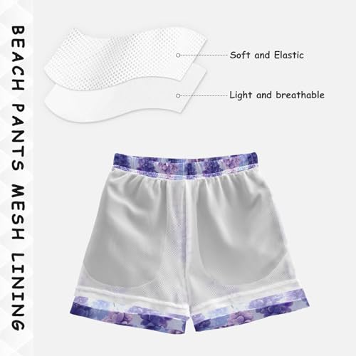Pigsaly Boys Swim Trunks Lavender Gradient Flashing Glitter Boys Board Shorts Swimsuit Swimwear Summer Bathing Suit 5T4