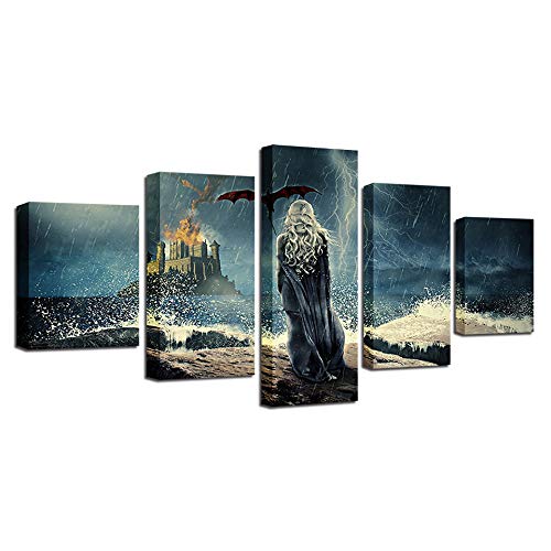 Impression sur toile moderne en 5 pièces pour décoration murale de salon