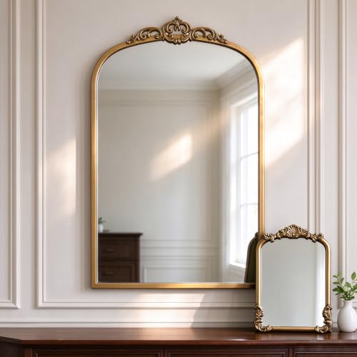 Meolyx 1 Set Vintage Gold 20x30 Arched Antique Baroque Tabletop Wall Mirror