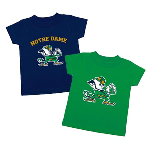 Two Feet Ahead Pack of 2 Notre Dame Fighting Irish Unisex Toddler Short Sleeve T-Shirts Tee College Licensed Shirt (4 Toddler)
