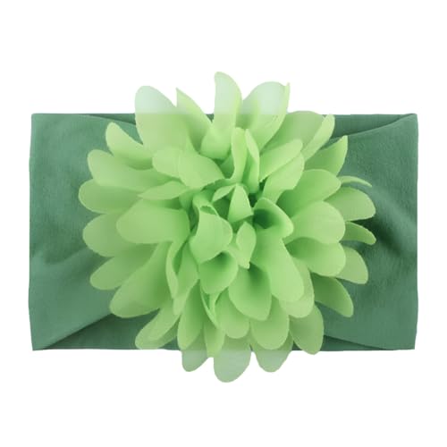 Image of SYGA Baby Headbands Nylon Flower Soft Stretchable Hairband for Newborn Infant Toddler Kids For 0-3 Year - Green