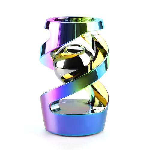 Fidget Toys Adult, Kinetic Spinning Desk Toy, Kinetic Optical Illusion Toys, Metal Fidget Spinner Toys, Cool Gadget Relieve Stress Anxiety Fidget Toys for Office for Adult (Iridescent)