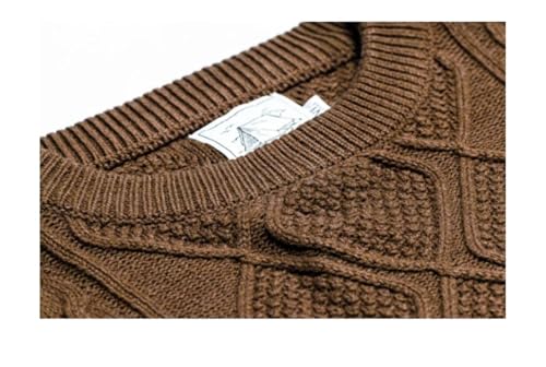 ERFMFKL Mens Retro Twisted Knit Sweater Loose Crew Neck Long Sleeves Pullover Jumper Sweaters Lazy Wind3