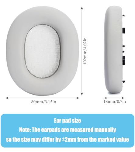 Repuestos de almohadillas para audífonos Sony WH-1000XM5 | Almohadillas de cuero de proteína suave y espuma viscoelástica, color plata platino miniatura 4