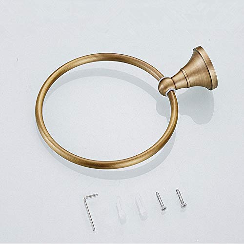 Image of Leyden Towel Ring Antique Brass Hand Towel Holder Bathroom Accessories Brushed Shower Towel Hanger Round Wall Mounted