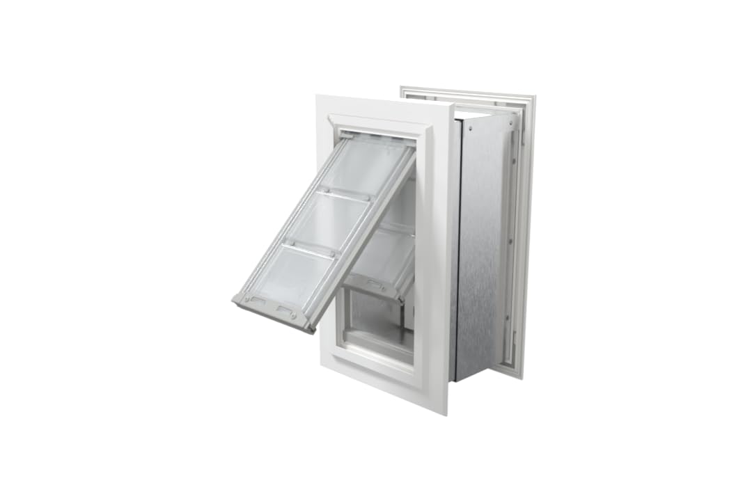 Endura Flap Pet Door for Walls in White | Energy-Efficient Double Flap Design for Wall Installations | All-Weather Protection with All-Metal