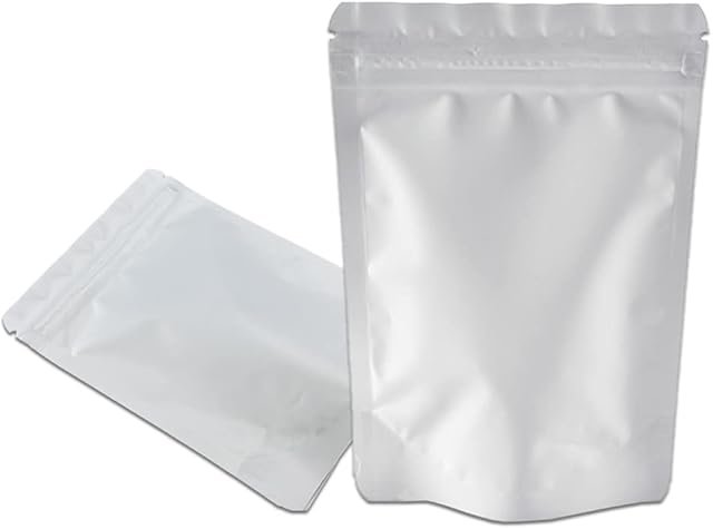 50pcs 3.3x5.1 inch White Resealable Stand Up Food Pouch Mylar Bags Matte Zipper Lock Pouches for Coffee Snack Aluminium Foil Smell Proof Bags Heat Seal for Zip Reusable Lock
