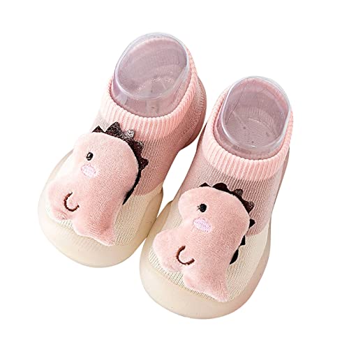 Baby Sock Shoes Baby Walking Shoes Summer and Autumn Comfortable Infant Toddler Shoes Cute Dinosaur (Pink, 8 Toddler)