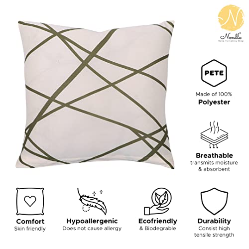 Image of Nendle Polyester Double Home Decor Striped Pattern 210 TC Cushion Covers 16 Inch X 16 Inch Set Of 5 (Beige, Pack Of 5)
