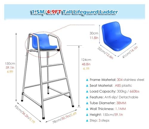 Chaise de sauvetage robuste pour une meilleure sécurité au bord de la piscine, idéale pour les piscines, les plages et les parcs aquatiques