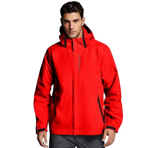 MOKBAY Impermeabile Uomo Antipioggia Softshell Jacket Giacca a Vento Giacca da Pioggia Elegante Pioggia Running Giubbotto Impermeabile Bici Tuta Autunno Poncio Antipioggia Uomo M
