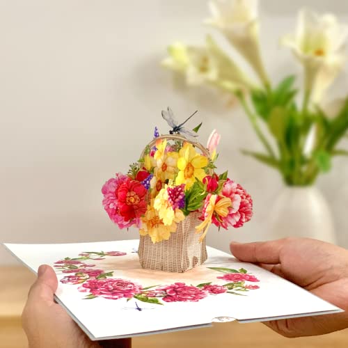 Pop Up Mothers Day Card By 22Craft Dragonfly Peony Flowers Mothers Day Pop Up Card 6"X 8" - Happy Mother's Day Pop Up 3D Cute Love Greeting Cards For Mom, Wife, Grandma, Her, Daughter, Birthday #TOP1