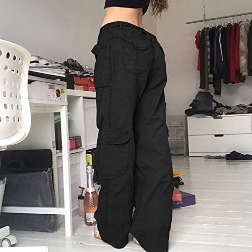 Gothic Cargo Pants Women's High Waist Wide Leg Jeans Women's Loose Casual Pants3