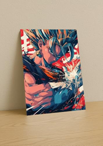 Image of NIJUKA Anime Printed A4 Size Metal sheet Poster For Home And Room Decoration | For Anime Art Fans Boys And Girls (Vegeto Poster)