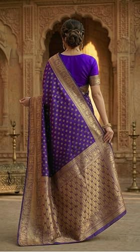 Image of C J Enterprise Women's Pure Soft Silk Saree With Blouse Piece For Wedding (Priya)