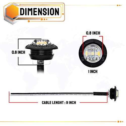 Madcatz (Pack Of 200 3/4 Inch Round White Led 3 Diodes Trailer Side Marker Lights Sealed Flush Mount Bulbs Grommet For Truck Lorry Bus Cars Waterproof 12V Dc #TOP2
