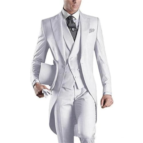 Men Made White/Black/gray9/Burgundy Tailcoat Party Prom Groomsmen Suits for Wedding Tuxedos Jacket+Pants+Vest