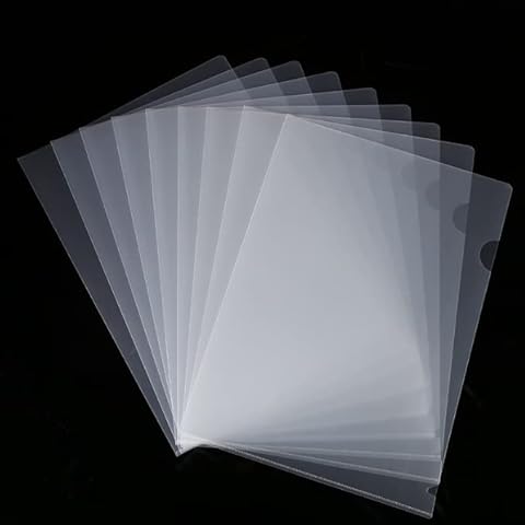 AKOLAFE 50 PCS A4 Cut Flush Folder, Strong Quality A4 Clear Plastic Wallets, Open Top Side Plastic File Folders, Plastic Sleeves A4 Top Opening, Transparent File Pocket for School and Office Cover
