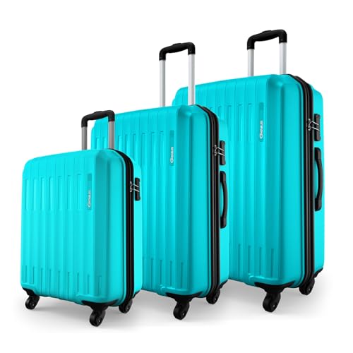 Image of Safari Cabin Polypropylene 360 Degree Genius Alley Set of 3 (+ Medium + Large) Trolley Bags Hard Case, 4 Wheels, 360º Wheeling Luggage, Travel Bag, Suitcase for Travel, Scuba Blue