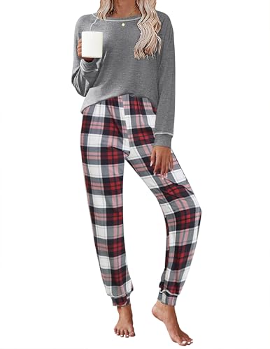 Image of Ekouaer Pajamas Set for Women Soft Comfy Pjs Sets Long Sleeve Sleepwear Loungewear S-XXL